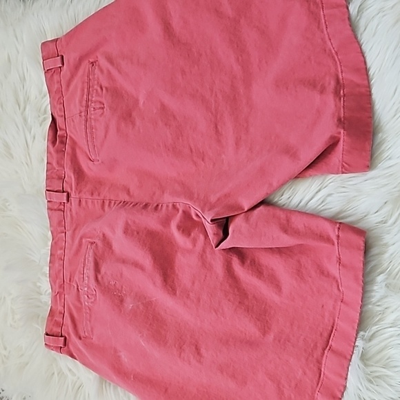 British Khaki Red Flat Front Shorts with an 8.5" inseam - Picture 3 of 13